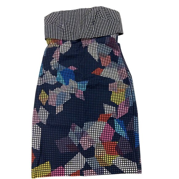 Trina Turk Dresses & Skirts - Trina Turk Black White & Multicolored Geometric Pattern Strapless Dress Sz 4